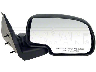 Manual Convex Non-Heated Side Mirror; Passenger Side; Black (99-06 Sierra 1500)