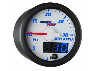 MaxTow 30 PSI Fuel Pressure Gauge; White and Blue (Universal; Some Adaptation May Be Required)