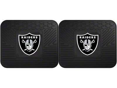 Molded Rear Floor Mats with Las Vegas Raiders Logo (Universal; Some Adaptation May Be Required)