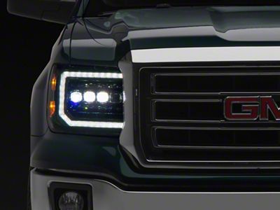 AlphaRex NOVA-Series LED Projector Headlights; Alpha Black Housing; Clear Lens (14-18 Sierra 1500)