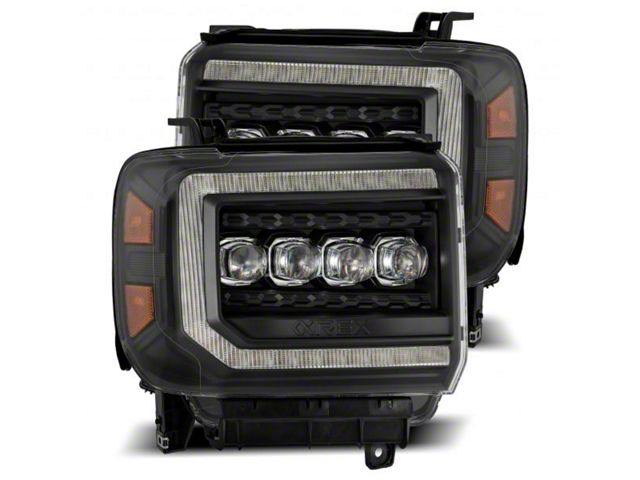 AlphaRex NOVA-Series LED Projector Headlights; Black Housing; Clear Lens (14-18 Sierra 1500)