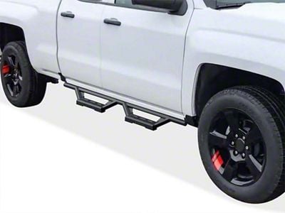 Octagon Tube Drop Style Nerf Side Step Bars; Black (07-18 Sierra 1500 Extended/Double Cab)