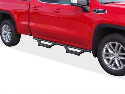 Octagon Tube Drop Style Nerf Side Step Bars; Black (19-24 Sierra 1500 Double Cab)