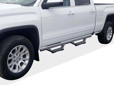 Octagon Tube Drop Style Nerf Side Step Bars; Black (07-18 Sierra 1500 Crew Cab)