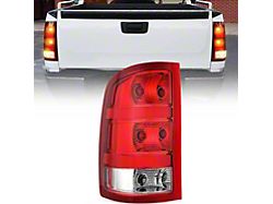 OE Style Tail Light; Chrome Housing; Red Lens; Driver Side (07-13 Sierra 1500)