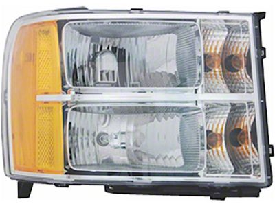 CAPA Replacement Headlight; Chrome Housing; Clear Lens; Driver Side (07-13 Sierra 1500)