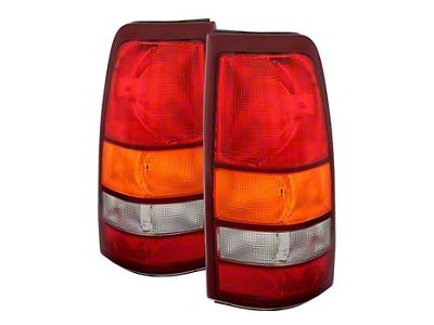 OE Style Tail Lights; Chrome Housing; Red/Amber/Clear Lens (99-06 Sierra 1500 Fleetside)