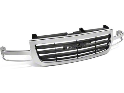 OE Style Upper Replacement Grille; Chrome/Matte Black (03-06 Sierra 1500)