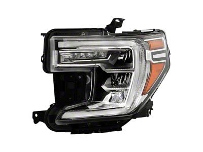 OEM Style Full LED Headlight; Chrome Housing; Clear Lens; Driver Side (19-21 Sierra 1500 w/ Factory LED Turn Signals; 2022 Sierra 1500 Limited w/ Factory LED Turn Signals)