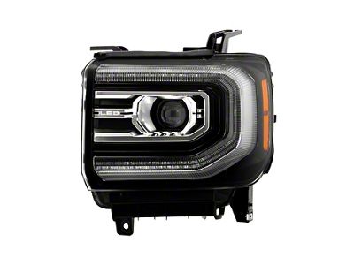 OEM Style Full LED Projector Headlight with DRL; Black Housing; Clear Lens; Driver Side (16-18 Sierra 1500 Denali)