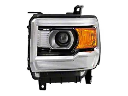 OEM Style Headlight; Chrome Housing; Clear Lens; Driver Side (14-18 Sierra 1500 w/ Factory Halogen Headlights)