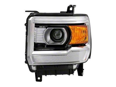 OEM Style Headlight; Chrome Housing; Clear Lens; Driver Side (14-18 Sierra 1500 w/ Factory Halogen Headlights)