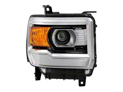 OEM Style Headlight; Chrome Housing; Clear Lens; Passenger Side (14-18 Sierra 1500 w/ Factory Halogen Headlights)