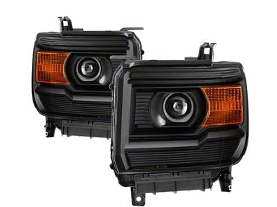 OEM Style Headlights; Black Housing; Clear Lens (14-18 Sierra 1500 w/ Factory Halogen Headlights)