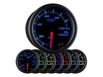 Oil Pressure Gauge; Black 7 Color (Universal; Some Adaptation May Be Required)