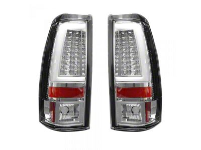 OLED Tail Lights; Chrome Housing; Clear Lens (99-06 Sierra 1500 Fleetside)