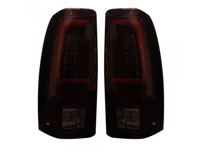 OLED Tail Lights; Chrome Housing; Dark Red Smoked Lens (99-06 Sierra 1500 Fleetside)