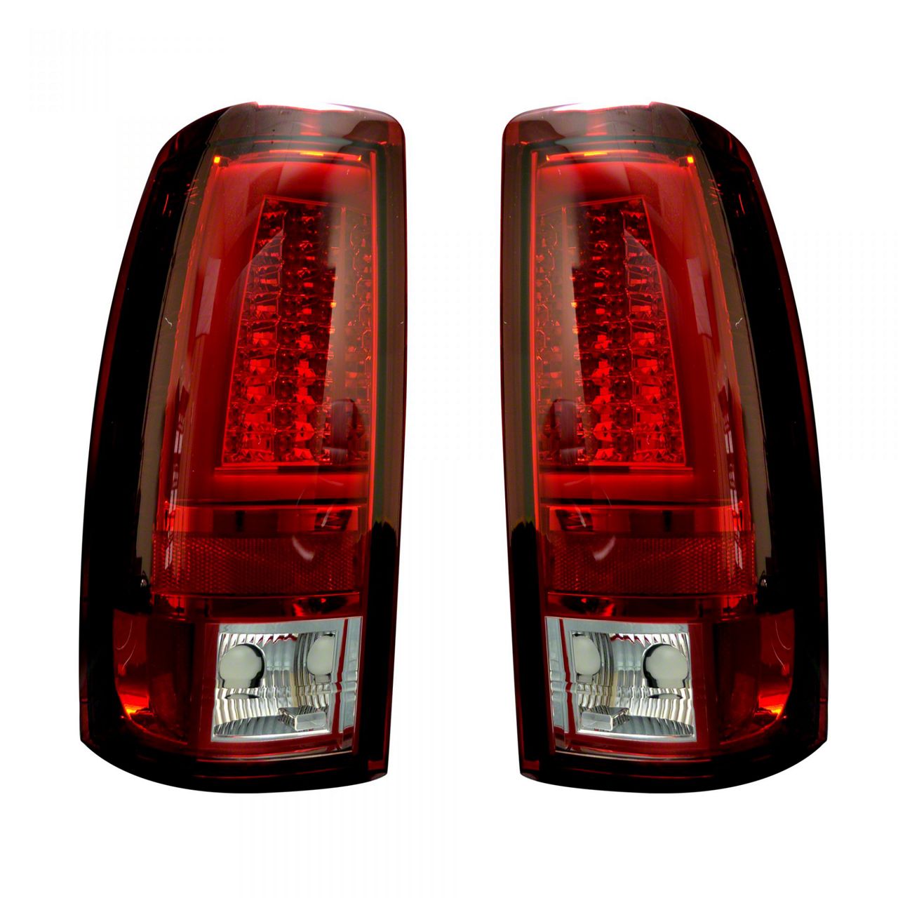 Sierra 1500 OLED Tail Lights; Chrome Housing; Red Lens (9906 Sierra
