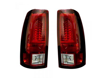 OLED Tail Lights; Chrome Housing; Red Lens (99-06 Sierra 1500 Fleetside)
