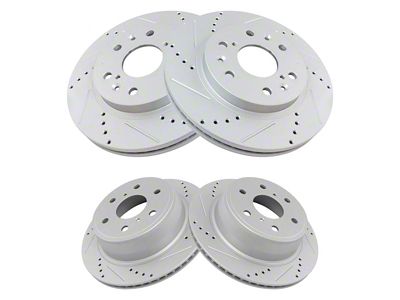 Performance Drilled and Slotted 6-Lug Rotors; Front and Rear (07-18 Sierra 1500)