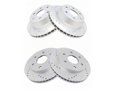 Performance Drilled and Slotted 6-Lug Rotors; Front and Rear (02-06 Sierra 1500 w/ Dual Piston Rear Calipers)
