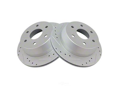 Performance Drilled and Slotted 6-Lug Rotors; Rear Pair (99-02 Sierra 1500 w/ Single Piston Rear Calipers)