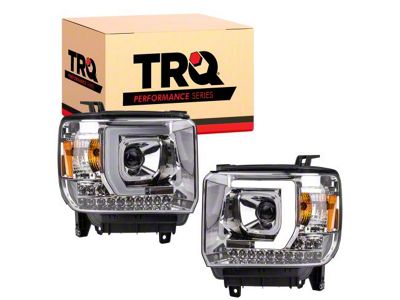 Performance LED Bar Headlights; Chrome Housing; Clear Lens (14-15 Sierra 1500)