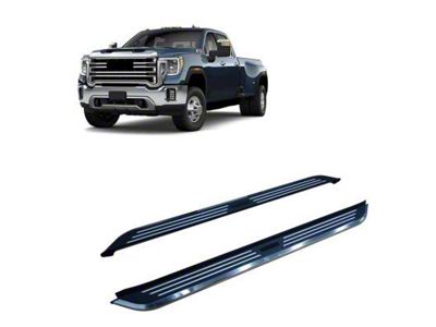 Pinnacle Running Boards; Black and Silver (19-25 Sierra 1500 Double Cab)