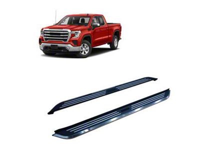 Pinnacle Running Boards; Black and Silver (19-24 Sierra 1500 Crew Cab)