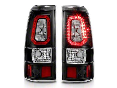 Plank Style LED Tail Lights; Black Housing; Clear Lens (99-02 Sierra 1500 Fleetside)