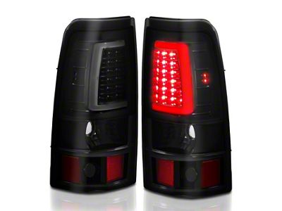 Plank Style LED Tail Lights; Black Housing; Smoked Lens (99-02 Sierra 1500 Fleetside)