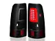 Plank Style LED Tail Lights; Black Housing; Smoked Lens (99-02 Sierra 1500 Fleetside)