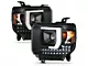 Plank Style Projector Headlights; Black Housing; Clear Lens (14-15 Sierra 1500 w/ Factory Halogen Headlights)