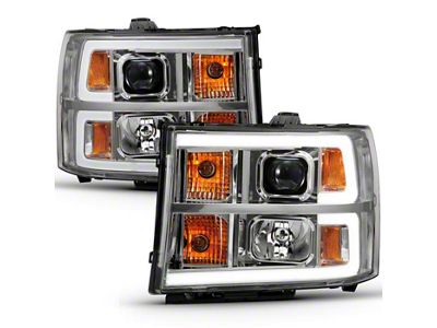 Plank Style Projector Headlights; Chrome Housing; Clear Lens (07-13 Sierra 1500)