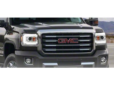 Plank Style Switchback Halo Projector Headlights; Chrome Housing; Clear Lens (14-15 Sierra 1500 w/ Factory Halogen Headlights)