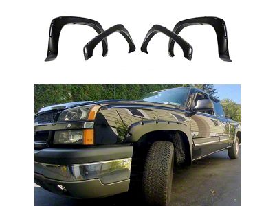 Pocket Dimple Style Fender Flares; Smooth Black (99-02 Sierra 1500 Fleetside)