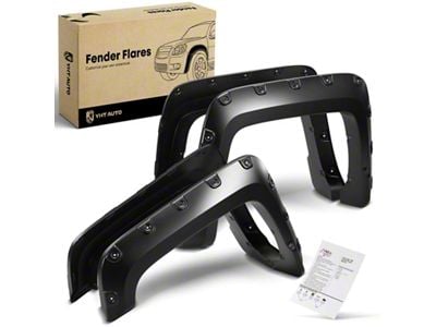 Pocket Rivet Style Fender Flares; Black (16-18 Sierra 1500)