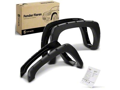 Pocket Rivet Style Fender Flares; Black (99-06 Sierra Fleetside 1500)