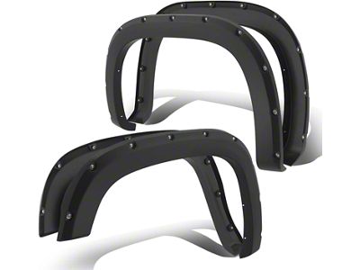 Pocket-Riveted Style Fender Flares; Glossy Black (07-13 Sierra 1500 w/ 6.50-Foot Standard & 8-Foot Long Box)