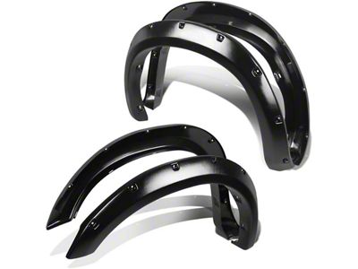 Pocket-Riveted Style Fender Flares; Glossy Black (14-18 Sierra 1500 w/ 5.80-Foot Short Box)