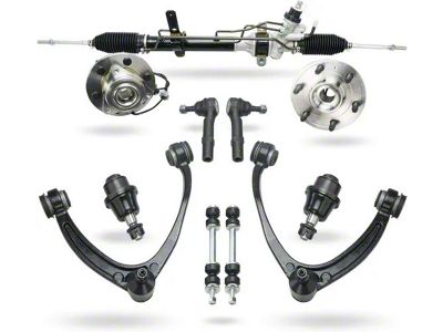 Power Steering Rack and Pinion with Wheel Hub Assemblies, Lower Ball Joints, Sway Bar Links and Upper Control Arms (07-13 4WD Sierra 1500, Excluding Hybrid)