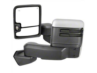 Powered Adjustable Heated Manual Extendable Towing Mirrors with Smoked LED Turn Signals; Chrome (19-24 Sierra 1500)