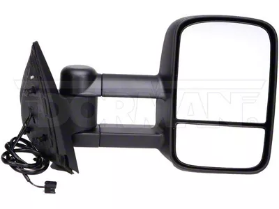 Powered Heated Convex Glass Side Mirror without Turn Signal; Passenger Side; Black (07-11 Sierra 1500)