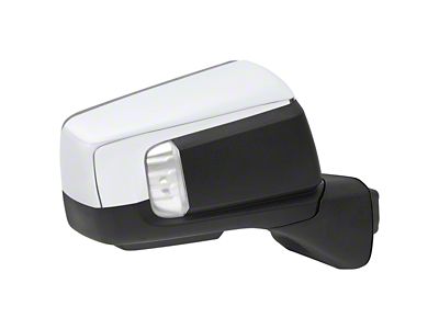 Powered Heated Manual Fold Mirror with BSD, Puddle Light and Auxiliary Light; Chrome; Passenger Side (19-25 Sierra 1500)