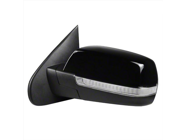 Powered Heated Manual Fold Mirror with LED Turn Signal; Driver Side; Gloss Black (14-18 Sierra 1500)