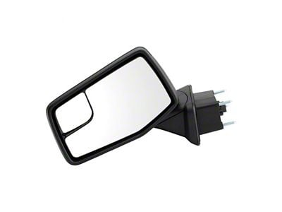 Powered Heated Manual Folding Mirror with Spotter Glass; Textured Black; Driver Side (19-24 Sierra 1500)