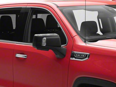 Powered Heated Memory Power Folding Mirror with Blind Spot Detection, Puddle Light and Temperature Sensor; Textured Black; Passenger Side (19-25 Sierra 1500)