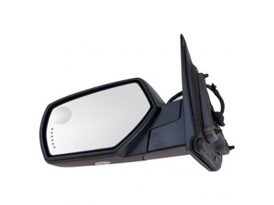 Powered Heated Memory Side Mirror with Puddle Light; Textured Black; Driver Side (14-18 Sierra 1500)
