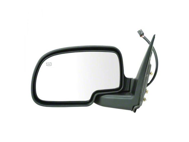 Powered Heated Mirror; Gloss Black; Driver Side (99-02 Sierra 1500)
