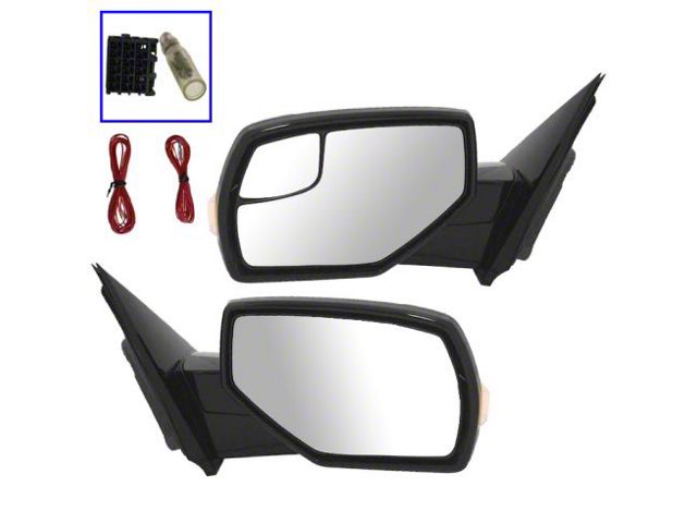 Powered Heated Mirrors with Puddle Lights; Black (14-15 Sierra 1500)